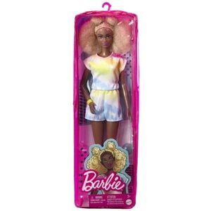 Barbie Fashionistas Doll #180, Tall, Blonde Afro, Tie-Dye‎ Romper, Sneakers. NEW